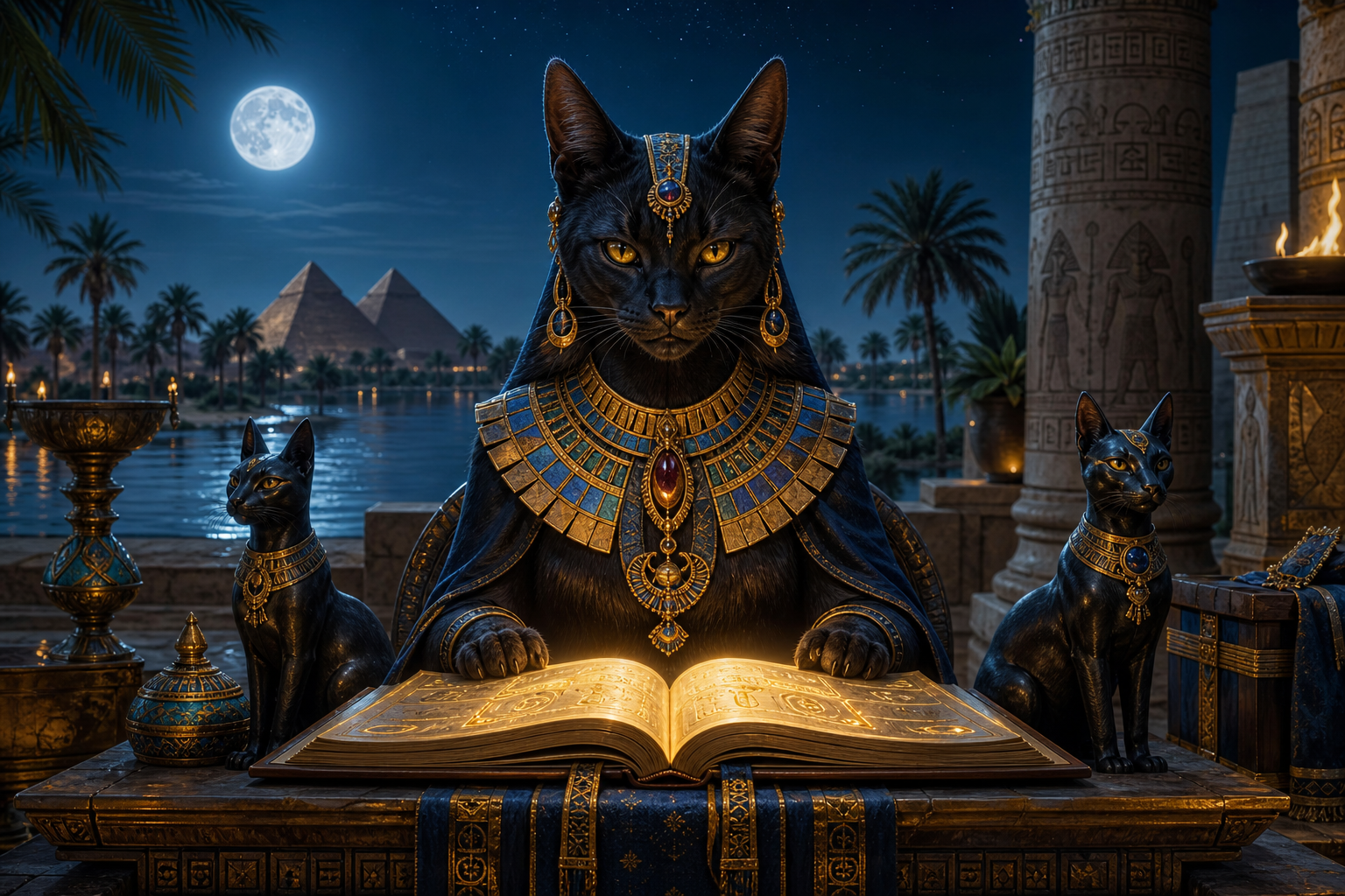Illustrazione originale della dea-gatto egizia